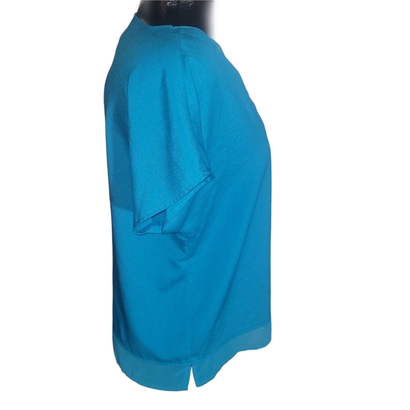 DKNY Teal Short Sleeve Faux Layered Top S - Picture 4 of 7